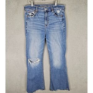 American Eagle Flare Jeans Womens 10R Denim Stretch Super High Rise Flare